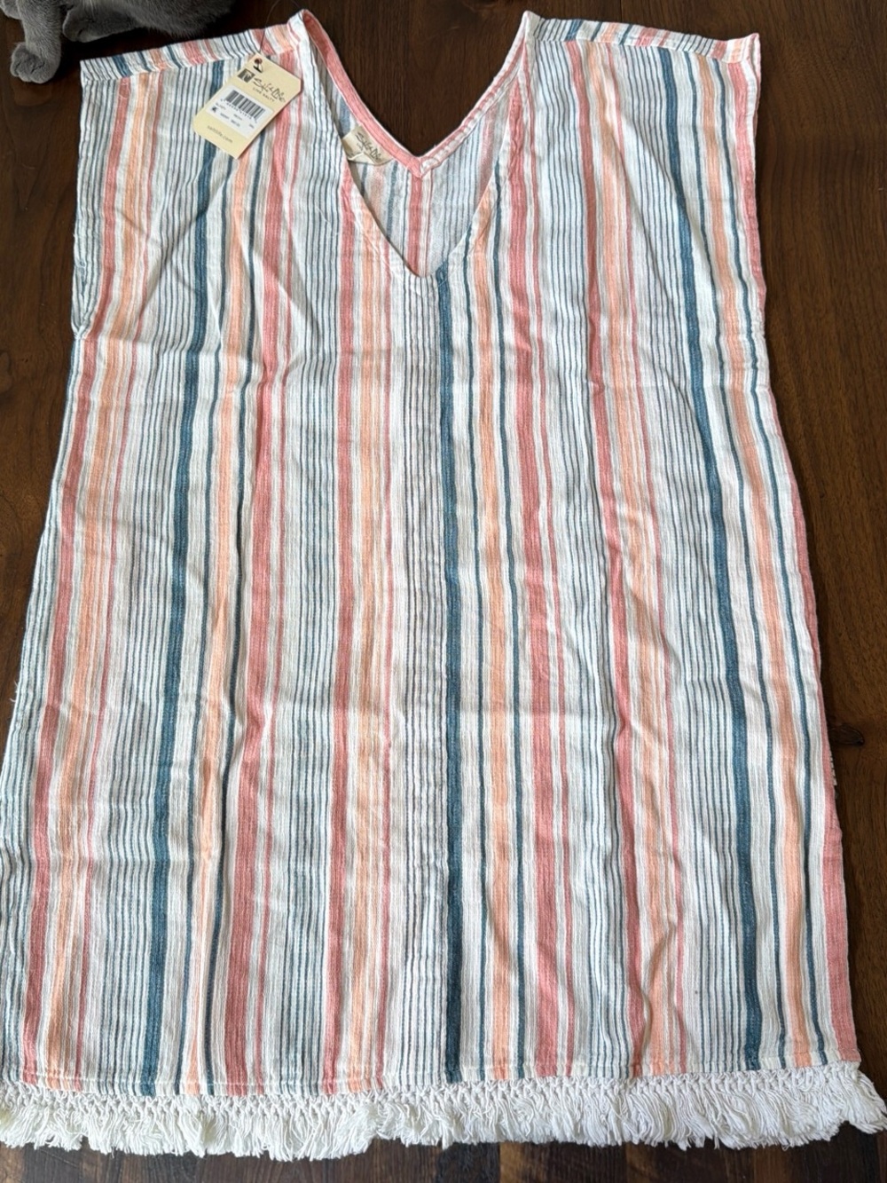 Salt Life Striped Tank Top in Coral, Blue & White